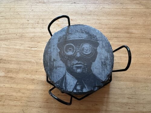 Set of 4 Steampunk Coasters with Holders