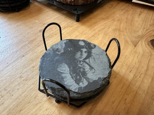 Set of 4 Steampunk Coasters with Holder