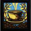 Stylized coffee cup with beans