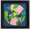 Colorful hummingbirds with floral background